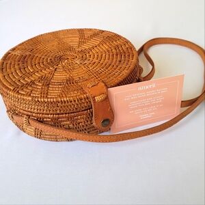 NWT Amerii round rattan straw bag